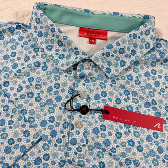Redvanly Other - NWT REDVANLY Mens XXL Golf Polo Shirt Beech Polo Malibu Blue Floral‎ PUREpoly